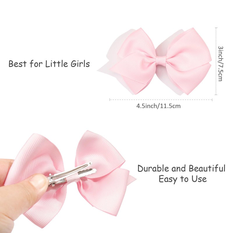JOYOYO 40 Colors 4" Hair Bows Clips Girls Pigtail Bows Alligator Clips for Baby Girls Fine Hair Infants - Image 4